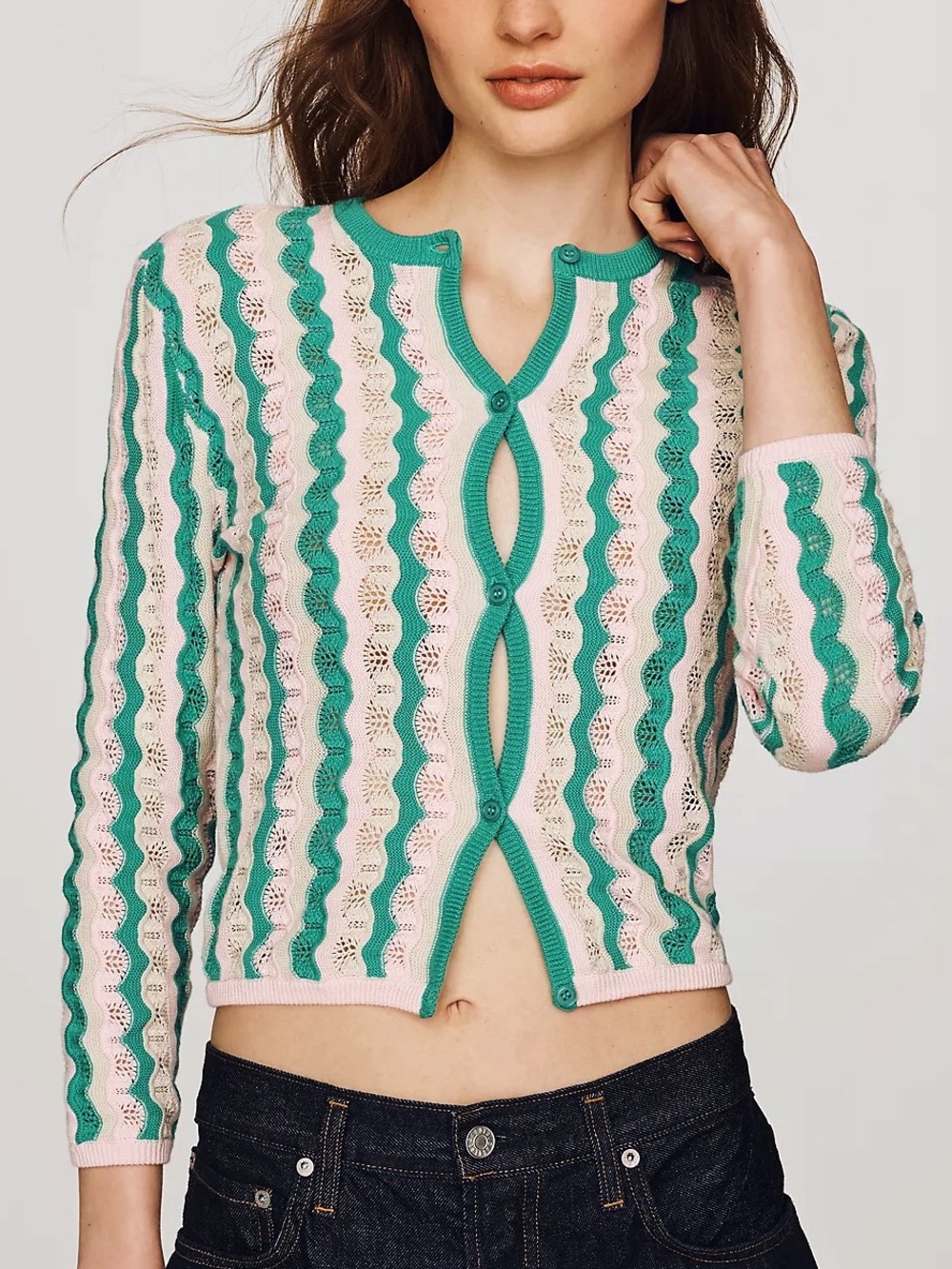 MOTHER - Cotton Pointelle Knit Cardigan